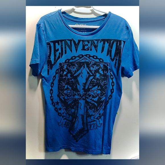 Y2K Vintage Style Graphic T-Shirt - "Reinvention 1977" Blue Streetwear UnisexTee - Picture 1 of 8